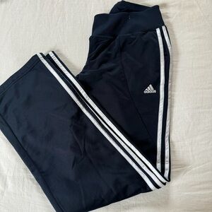 Adidas Low Rise Straight Leg Navy Joggers with White Stripes